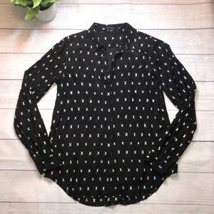 Theory Silk Button Front Blouse